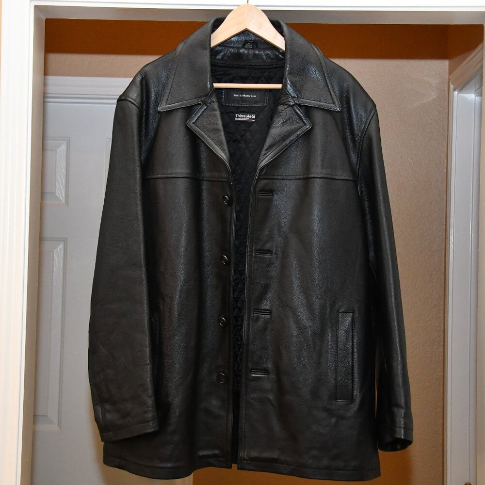 Black Leather Jacket by Jim & Mary Lou size Lg